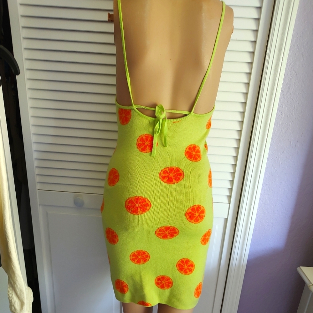 Pac Sun Bright Orange Slice Graphic Knit Like Mini Dress - Picture 2 of 5